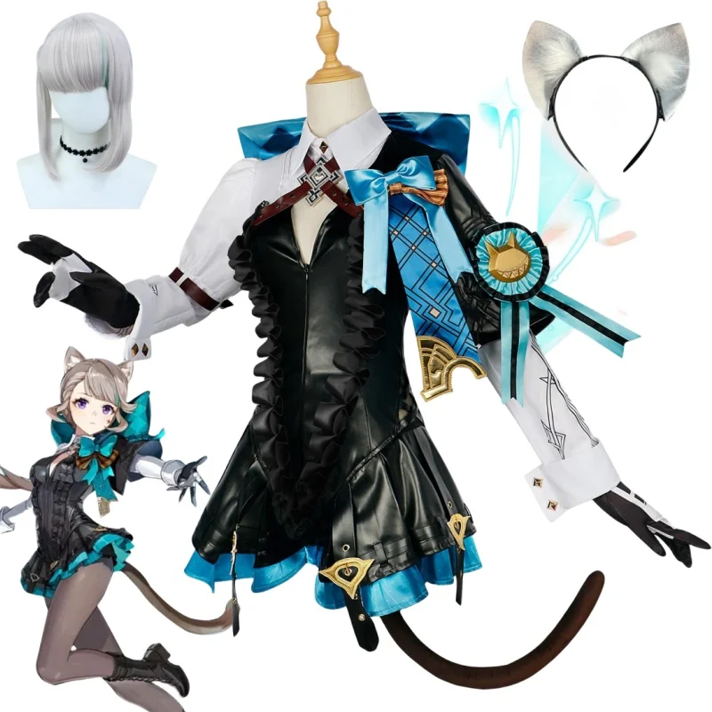 Genshin Impact Lynette Косплей Костюм Фонтейн Магик косплей костюм парик Полный комплект