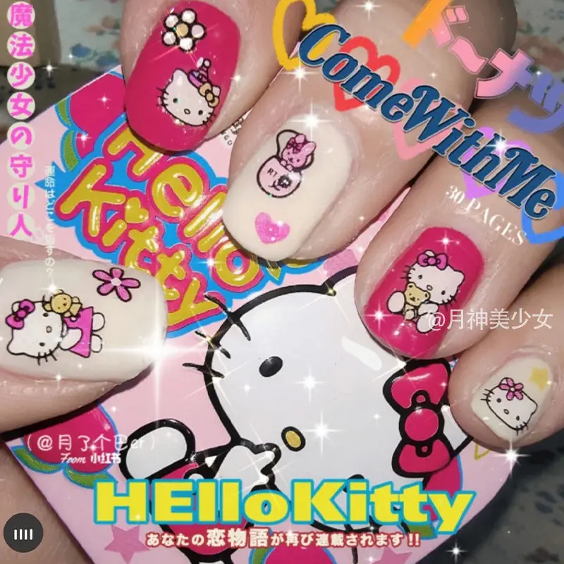 

Hello Kitty Kids Nail Sticker Paper Kids Fun Nail Jewelry Waterproof Cute Decal Girls Toys