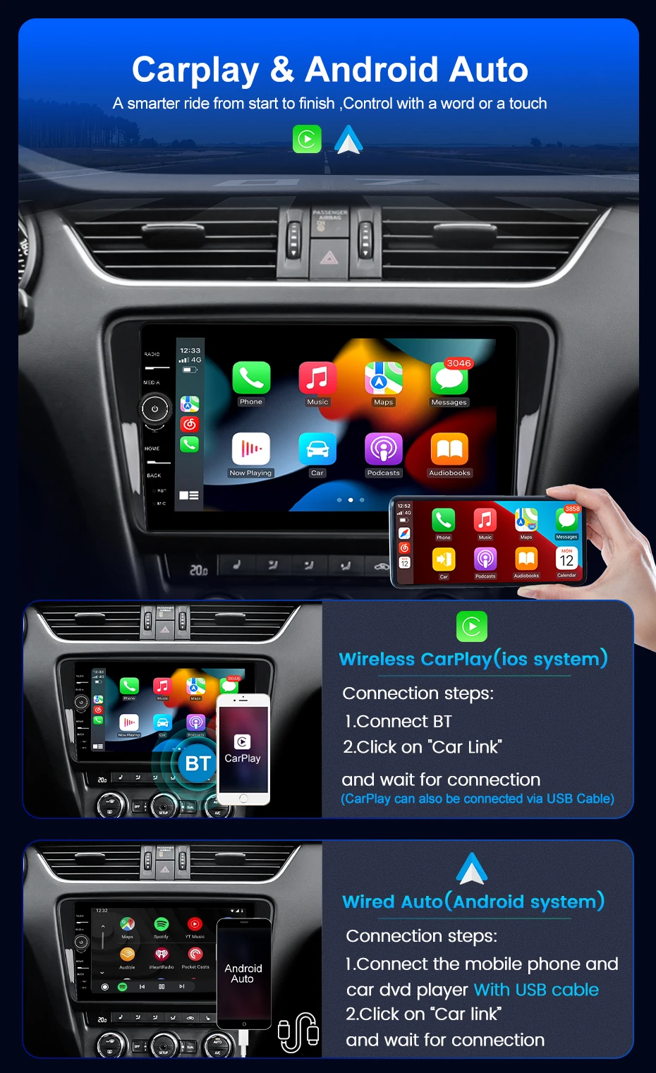 Автомагнитола 8 ядер 8G + 128G 2 Din Android 11 GPS мультимедийный плеер для Honda City 2008 2010 -2013 4G