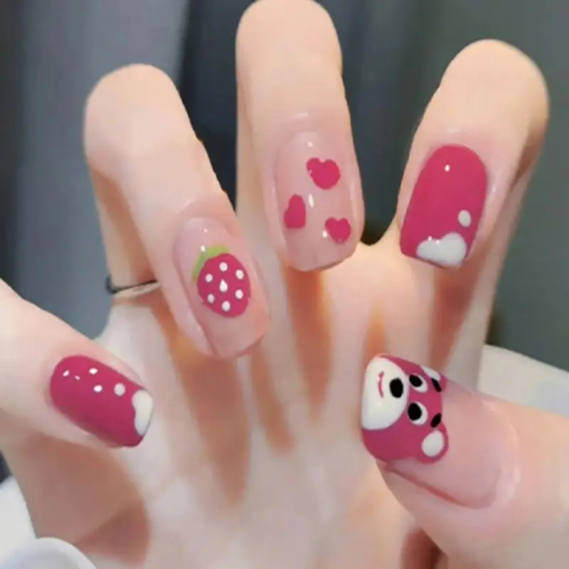 

Wearing Nail Enhancement Tools Fake Nail Patches Detachable Frosted Cute And White Cartoon Nail Patches
