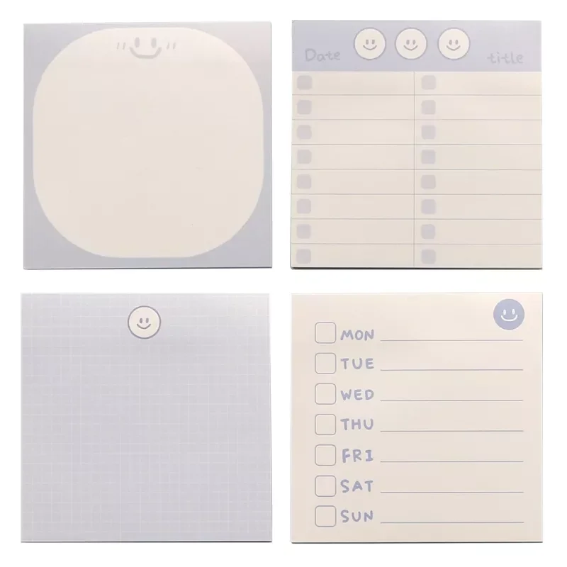 

Smiling Face Sticky Note Pad Ruled Pages Blank Pages for Daily Weekly Schedules
