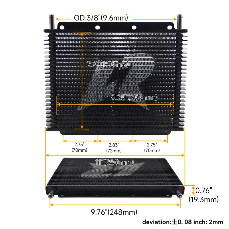 Черный 25-рядный масляный радиатор трансмиссии универсальный 11 x 7 8 0 75 дюйма (280x198x19