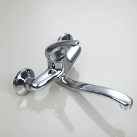 Chrome Brass Bathroom Basin Mixer Faucet Sink Tap Wall Mounted Hot Cold Water Mixer High Quality Retail Laundry Faucet Water Tap