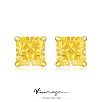 vinregem 925 sterling silver 9ct fancy vivid yellow sapphire simulated moissanite studs earrings for women gifts drop shipping