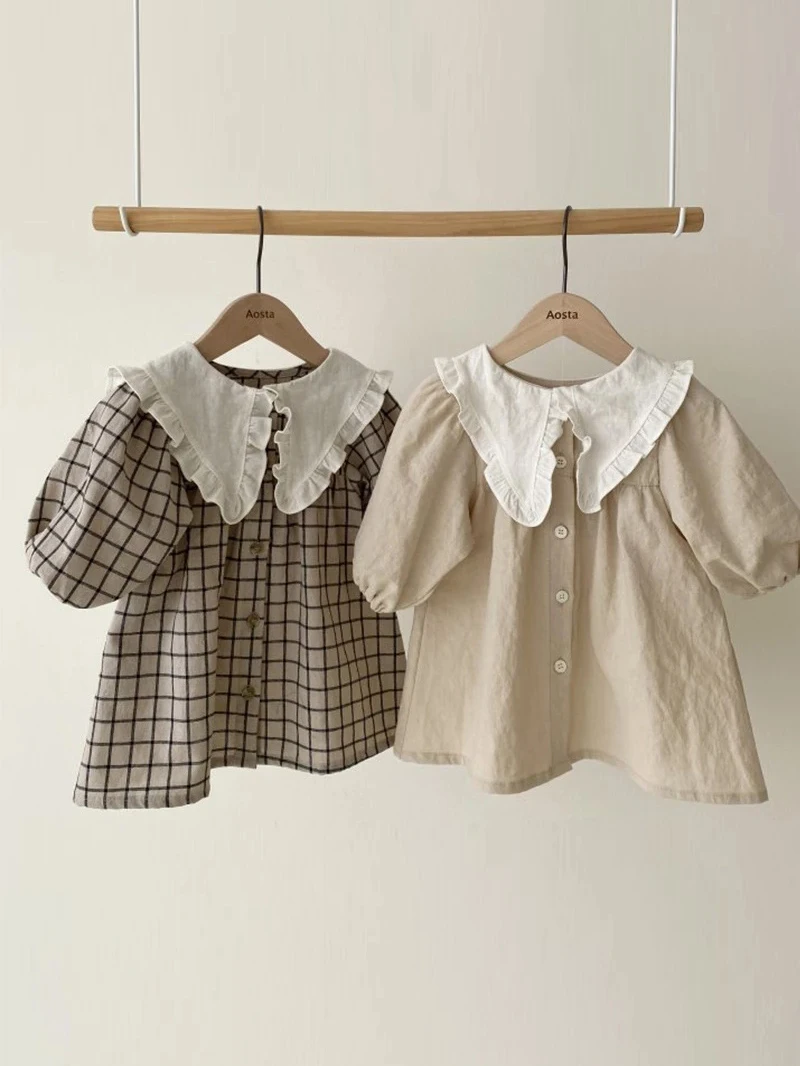 

Весенне-Летнее Детское платье принцессы детская одежда клетчатое платье с длинным рукавом корейский стиль детское праздничное платье для мамы и дочки