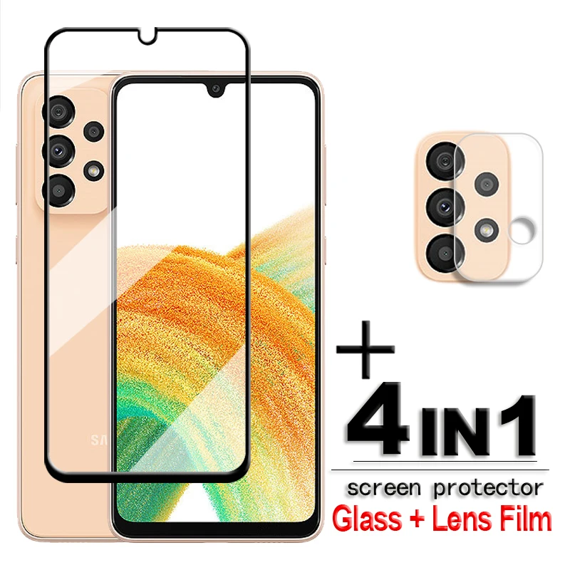 

For Samsung Galaxy A33 5G Glass 2.5D Full Cover Screen Protector For Samsung A33 Tempered Glass Samsung A33 A53 A73 5G Lens Film
