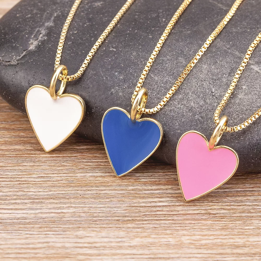 

Heart Couple Necklace 5 Colors Simple Valentine's Day Sweater Chain Best Friend Lovers Wedding Party Gift Jewelry