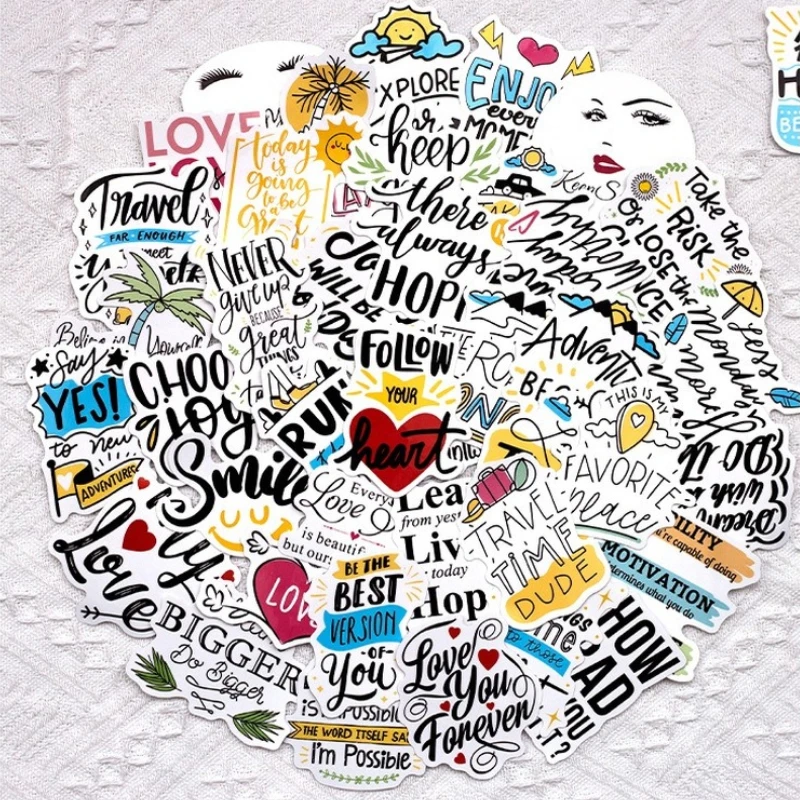 10/25/50 шт. девиз, фразы, наклейки, граффити, фотогитара, ноутбук, чемодан, канцелярские принадлежности, холодильник для скейтборда