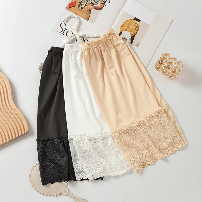 

Women Skirt Extender Knee Lace Slip Hollow Length A-Line Half Extenders Women Lady Lace Slip Casual Skirt Underskirt Petticoat