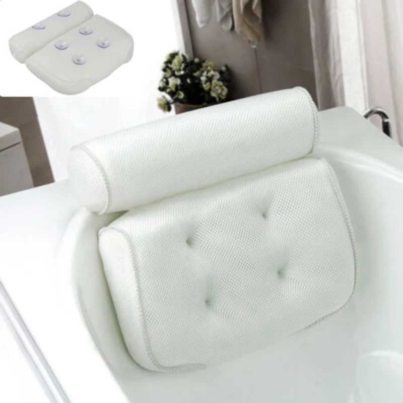 

Breathable 3D Mesh Spa Bath Pillow with Suction Cups Neck and Back Support Spa Pillow for Home Hot Tub Bathroom Accessories