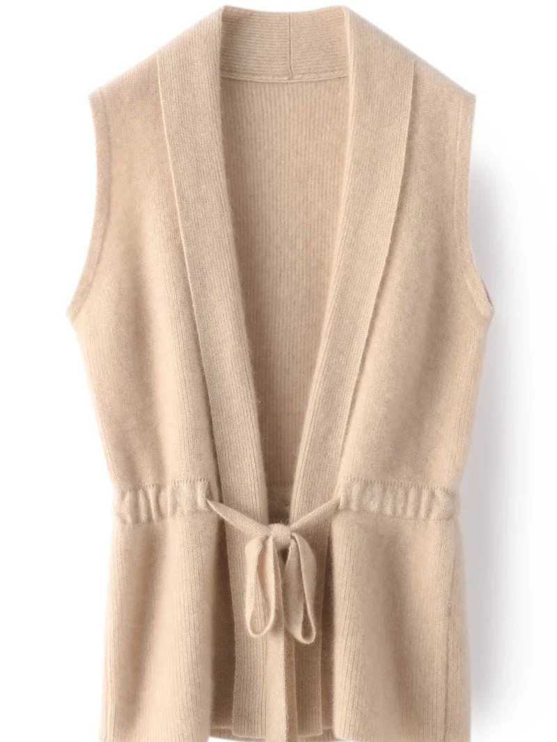 YTFidio женский однотонный жилет из 100% шерсти с v-образным вырезом топы верхняя