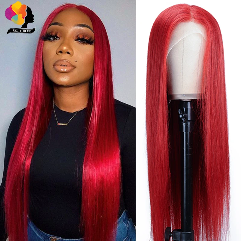 

Hot Red Malaysian Straight Hair Lace Front Human Hair Wigs 180% Transparent Lace Front Wig Pre-Plucked Red Remy Human Hair Wigs