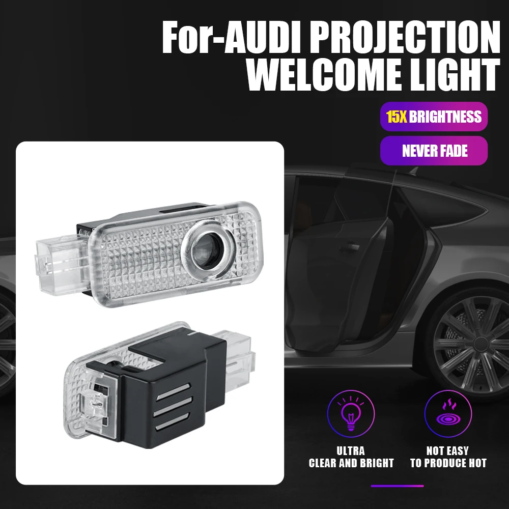 

2PCS LED Car Door Badge Projector Welcome Light For Audi A5 A4L A4 A6 A1 A3 R8 Q7 Q5 TT A8 A6L 2.0 Automobile Interior Accessory
