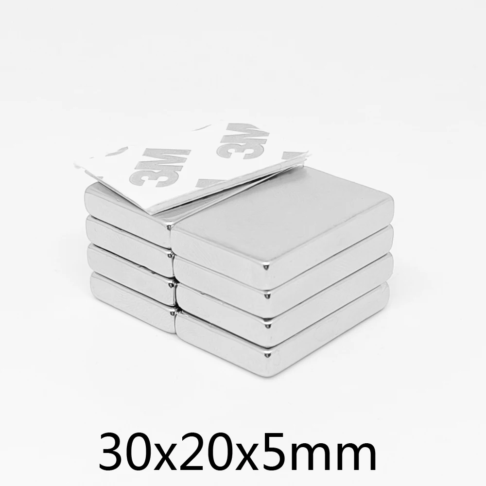 

2/5/10/15/20PCS 30x20x5mm Block Strong Powerful Magnets With 3M Self - Adhesive 30*20*5 Rare Earth Neodymium Magnet 30x20x5