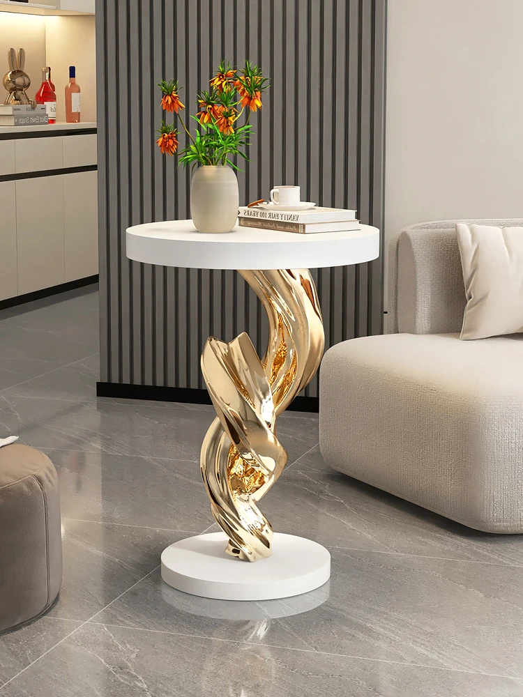 Круглый комбинированный журнальный столик с 2 столешницами дизайн в