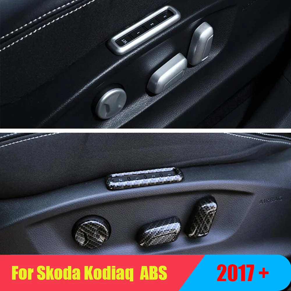 

For Skoda Kodiaq 2017 2018 ABS Matte/carbon Car Seat adjustment Switch Cover Trim car styling accessories 4pcs