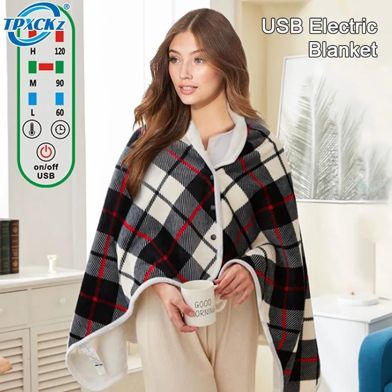 

Adjustable Timing USB Electric Heated Blanket Warm Shawl Flannel Throw Blanket 140x80cm Winter Warm Home Heating Blanket