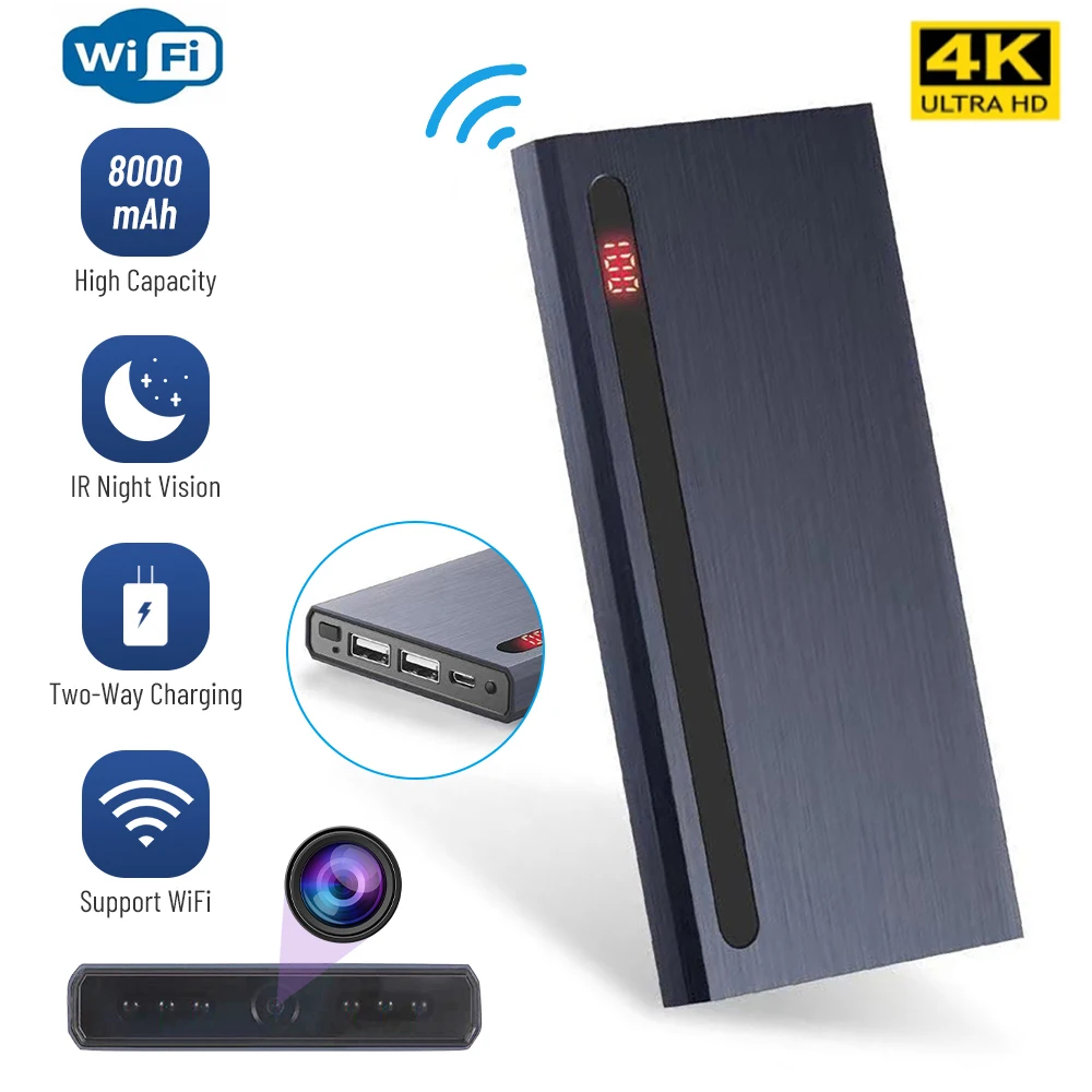 

8000mAh Portable Power Bank Mini Wifi Camera 1080P USB Charging Infrared Night Vision Remote Monitor Video Recorder