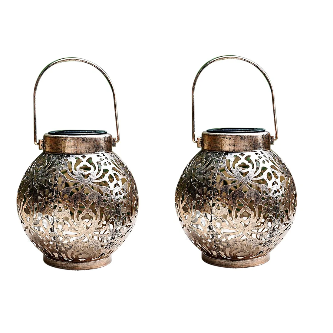 

Set of 2 Solar Lantern Outdoor Hanging Decorative Lights for Garden Patio Porch Decorations (Copper Color)