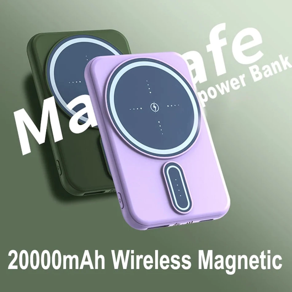 

20000mAh Mini Magnetic Power Bank Wireless Fast Charging External Battery Portable Large Capacity Charger for iPhone12 13 14pro