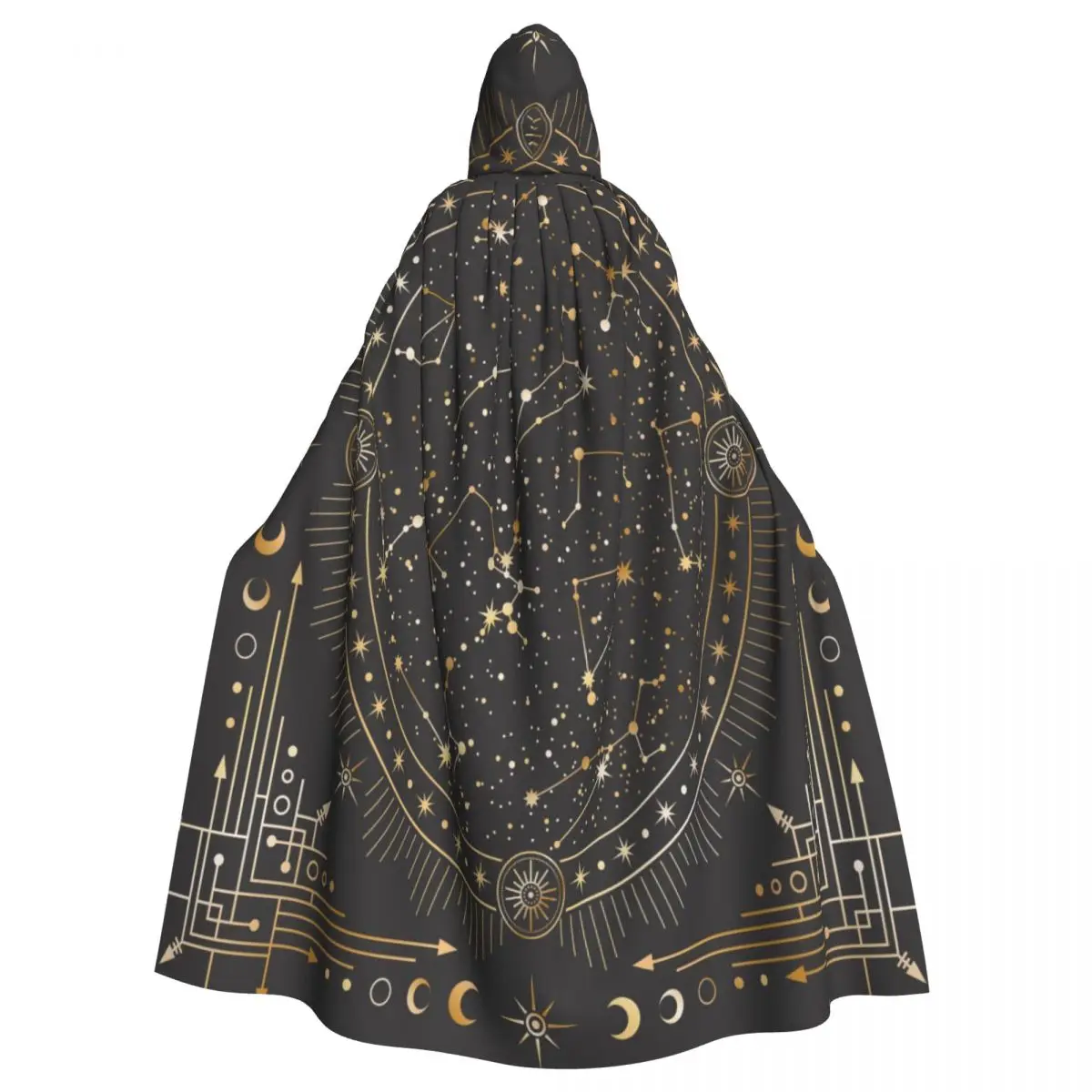 

Hooded Cloak Unisex Cloak with Hood Golden Celestial Stars Zodiac Constellations Cloak Vampire Witch Cape Cosplay Costume