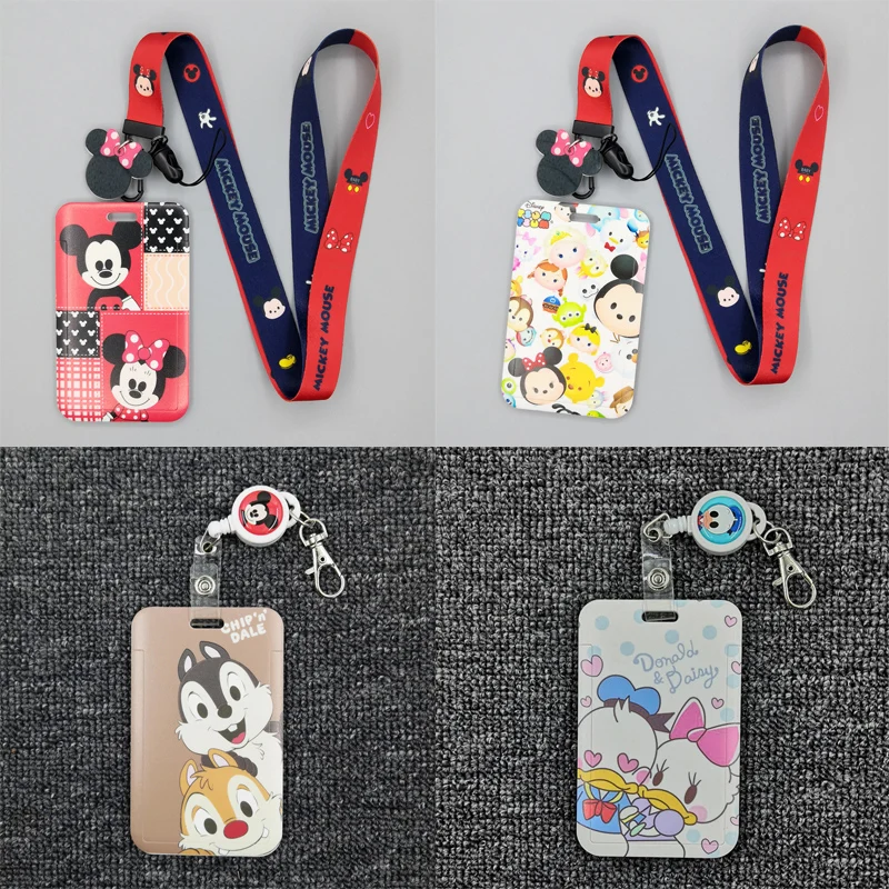 

Чехол для карт из АБС-пластика с мультипликационным изображением Диснея, чехол для защиты от потери с Микки Маусом и Минни, Студенческая ули...