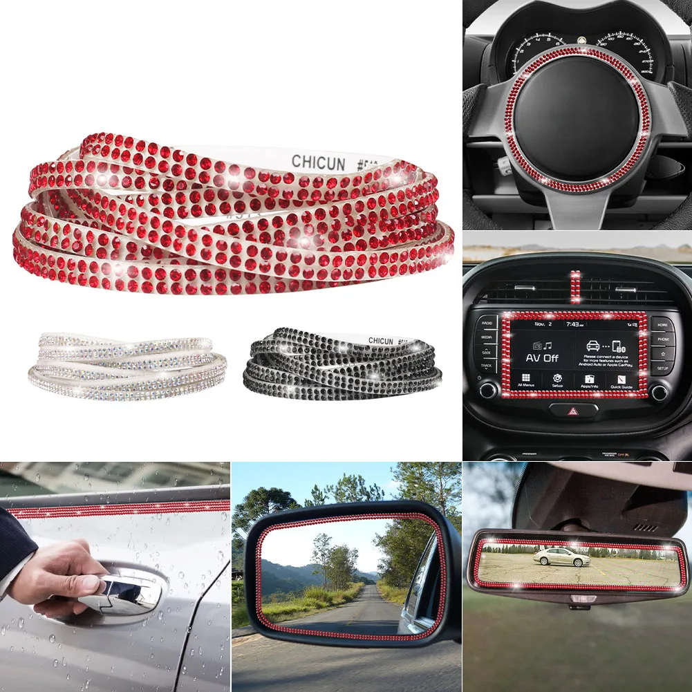 

5m Shiny Rhinestone Strip Self Adhesive Car DIY Decoration Bling Crystal Diamond Sticker Ribbon Car Interior Exterior Decoration