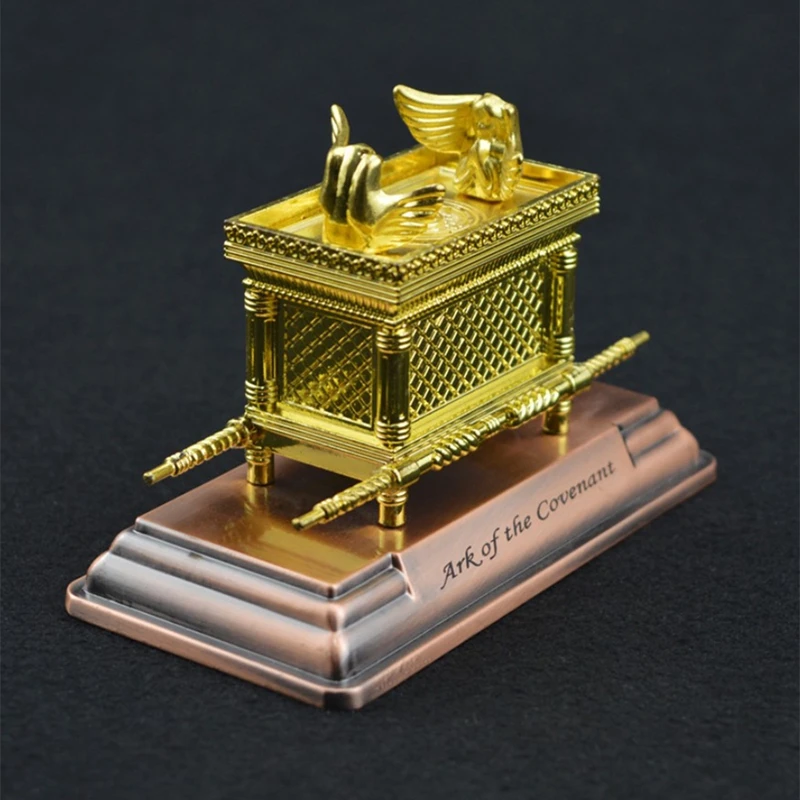 

Israel Judaism Alloy The Ark of the Covenant Replica Statue Gold Plated With Ark Contents Aaron Rod