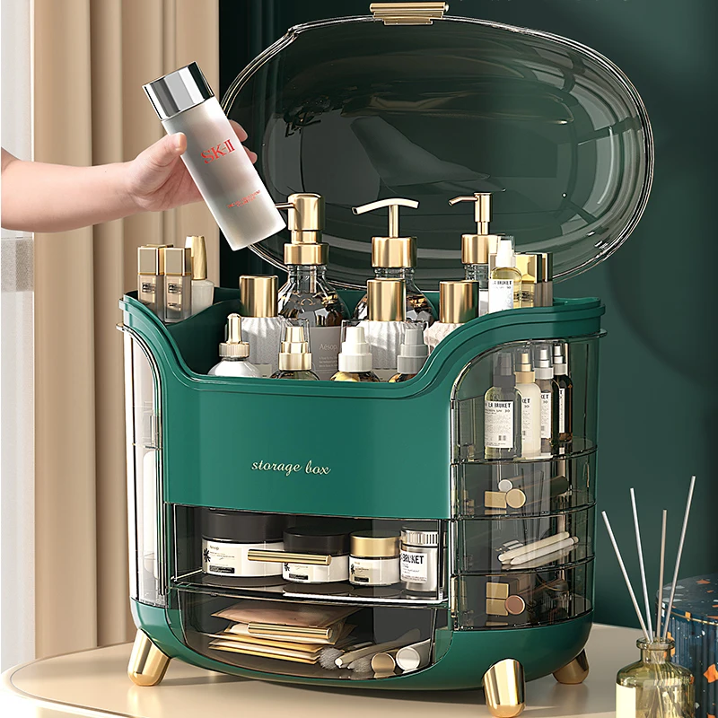 

Transparent Makeup Desktop Organizer Multifunctional Cosmetic Storage Boxes Lipstick Holder Brush Mask Drawer Beauty Case