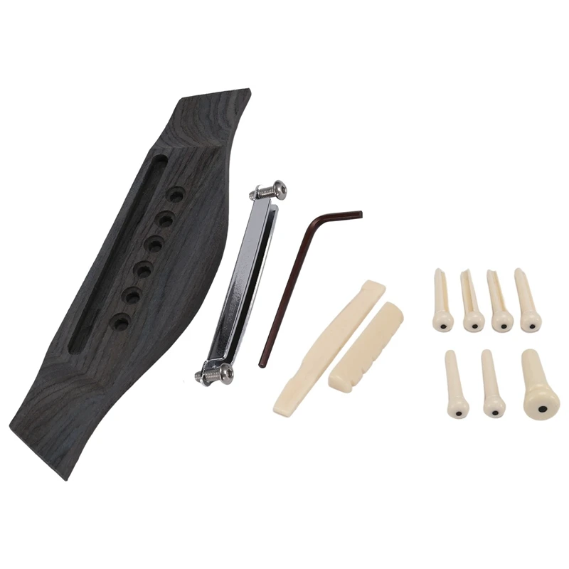 

Portable 6-String Widen Groove Guitar Bridge With Bridge Pins Nut Saddle String Folk Acoustic Guitar Replacement Parts