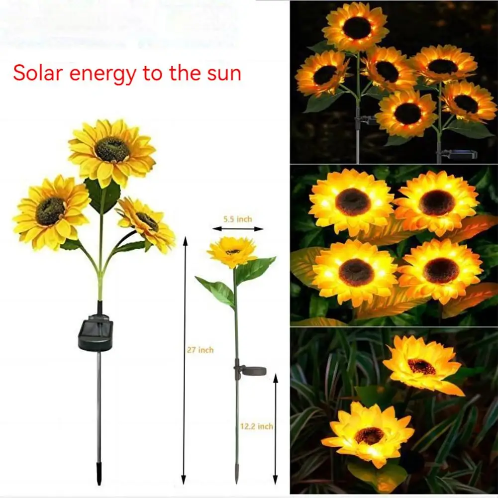 

Led Solar Sunflower Lights Ip65 Waterproof 2V 100MA Outdoor Landscape Lamp Solar Flower Lights For Courtyard/villa/garden Decor