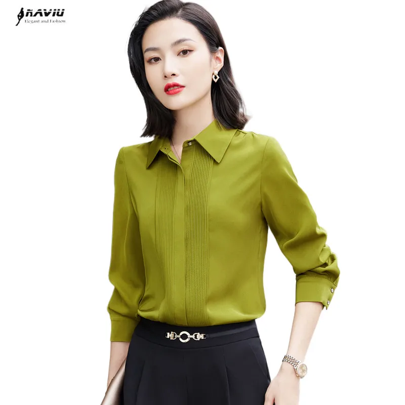 

Женская шифоновая рубашка, новинка, осенний темпераментный Модный Зеленый официальный высококачественный блейзер с длинным рукавом и брюки, офисные женские топы для работы