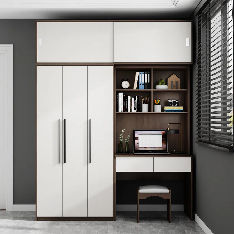 

Modern simple bedroom integrated desk cabinet small family combined storage cabinet computer learning table wardrobe