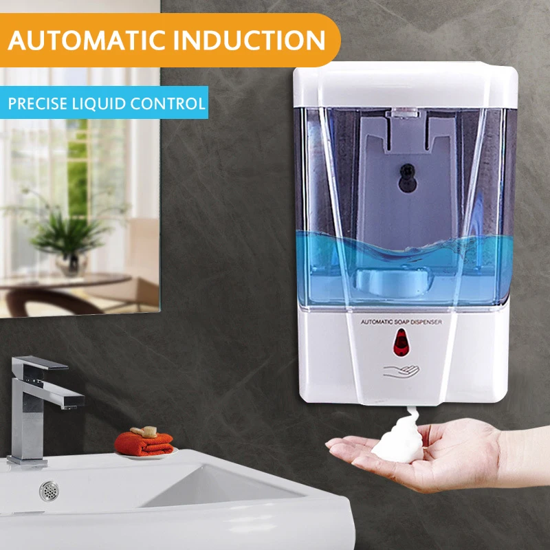 

Soap Dispenser Abs Kitchen Lotion Soap Spout Ir Sensor Wall Mounted Touchless Smart Home Automatic Sanitizer Dual Power 700ml