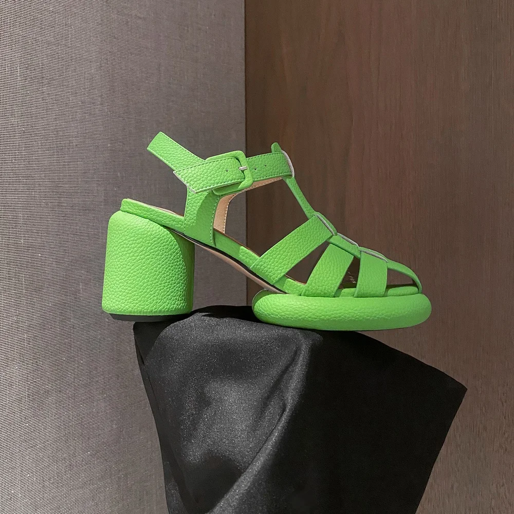 

Sandals 2022 Summer Women's Shoes Trend Heels Pumps Chunky Platform Green Luxury Brand Woman Shoe Strip Pole Dance Elegant Party
