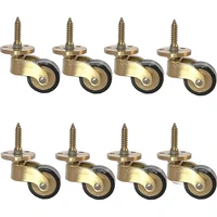 8pcs 1inch brass rubber castors screws plate roller furniture universal wheels sofa trolley mute table casters dc169