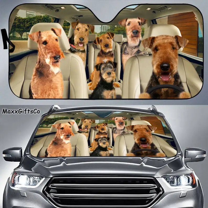 

Airedale terrier автомобильный солнцезащитный козырек, airedale terrier лобовое стекло, семейный козырек для собак, аксессуары для собак, украшение автомобиля, подарок для