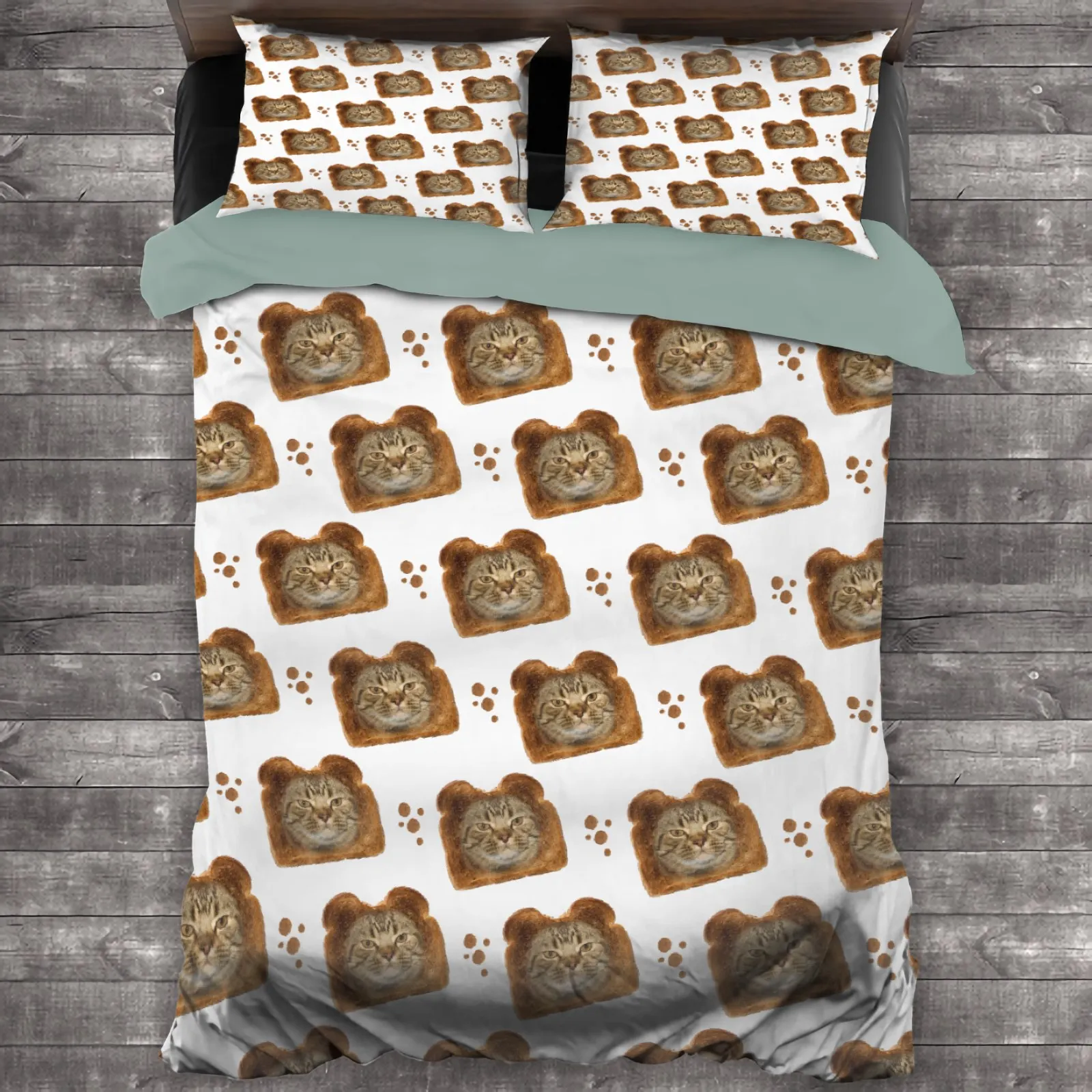 

Funny Bread And Cat Print Duvet Cover Set Single Double Queen Size Bedding Sets Soft Home Textiles Quilt Covers Bedclothes