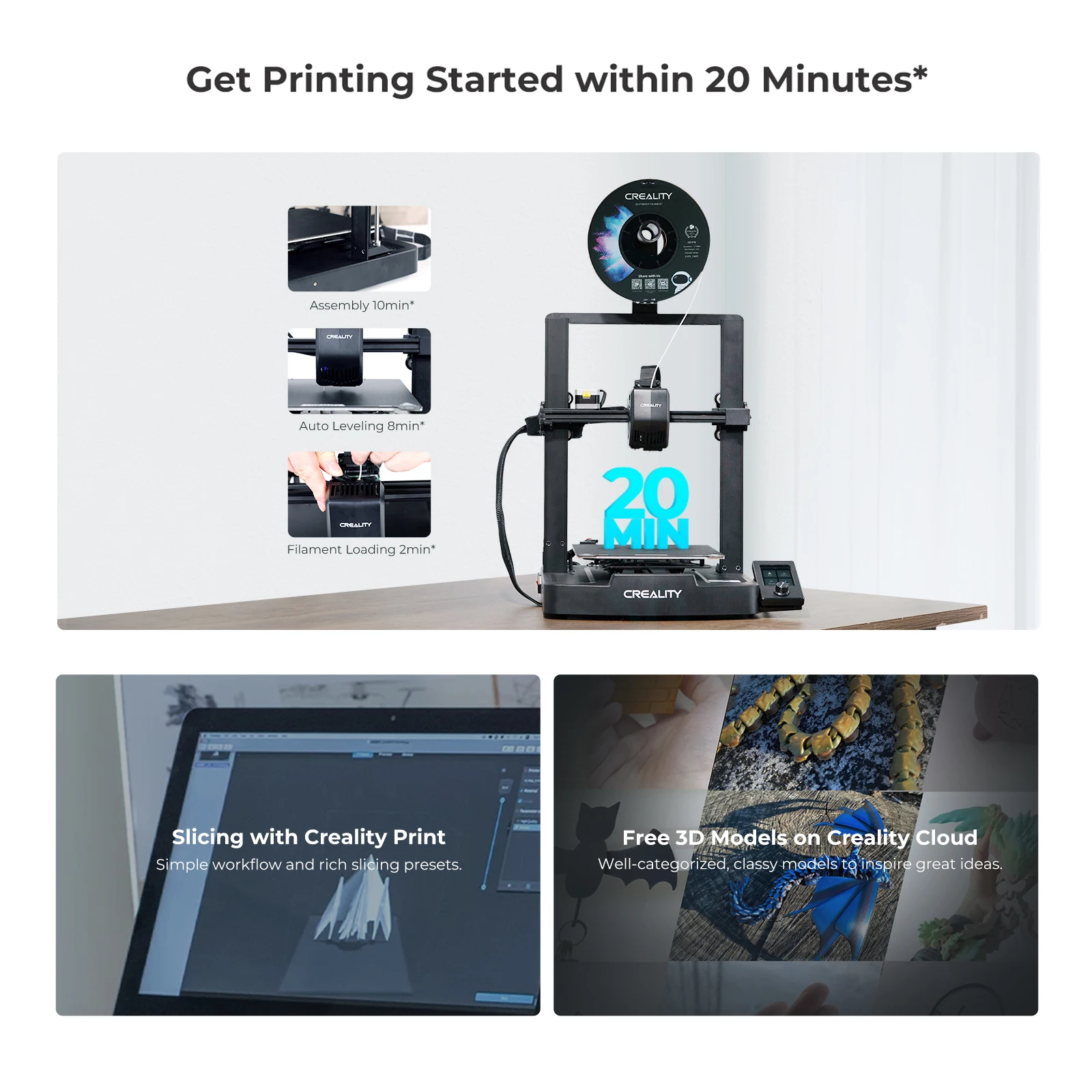 3D-принтер Creality Ender 3 V3 SE/KE Sprite прямая экструзия 250 мм/с более быстрая скорость
