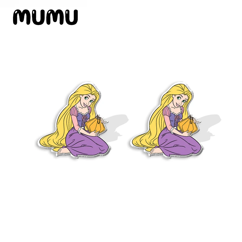 2024 новые серьги-гвоздики принцессы Рапунцель Мультяшные ювелирные изделия из