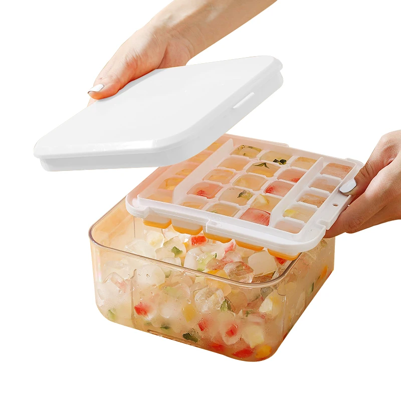 

Ice Cube Tray Ice Mold Makers With Bin Ice Cube Tray With Lid And Bin Flexible Ice Mold With Scoop Easy To Release And Cleaning