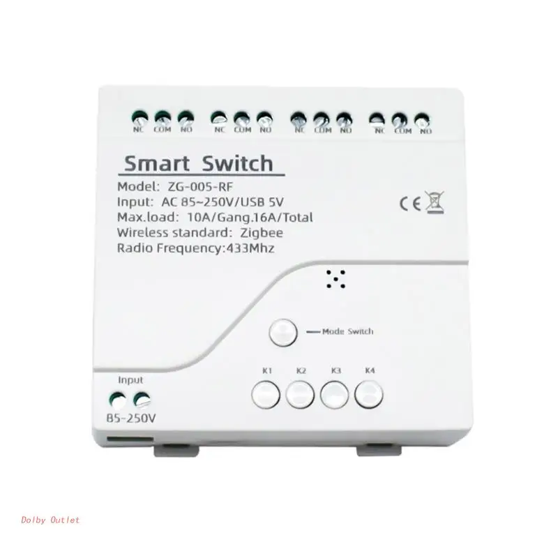 

ZG-005-RF Zigbee3.0 Tuya Relay-Switch 4CH Lighting Switch Panel 433 MHz