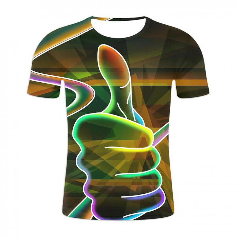 

Men's Thumb 3D Print T-shirt Casual Personality Funny T-shirts Interesting Hip Hop Fashion Short Sleeve T-shirt