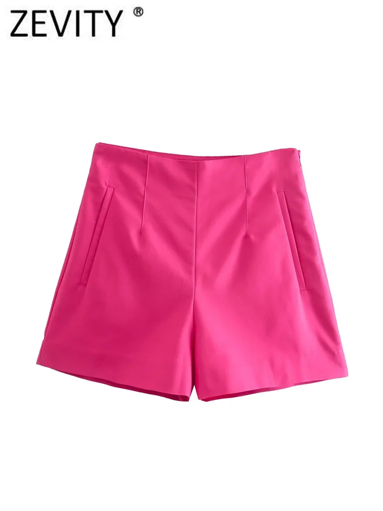 ZEVITY Women Fashion Solid Press Design Bermuda Shorts Lady High Waist Side Zipper Fly Hot Shorts Chic Pantalone Cortos P1874
