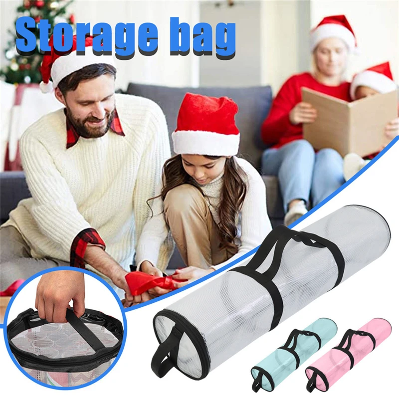 

Christmas Wrapping Paper Storage Bag Durable Underbed Xmas Gift Wrap Organiser Easy Carry Handles Clear Waterproof Pvc Bag 2024