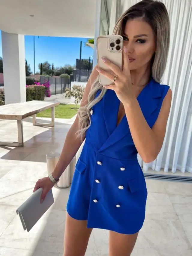 Женский хлопковый комбинезон без рукавов повседневный укороченный лето 2022 |