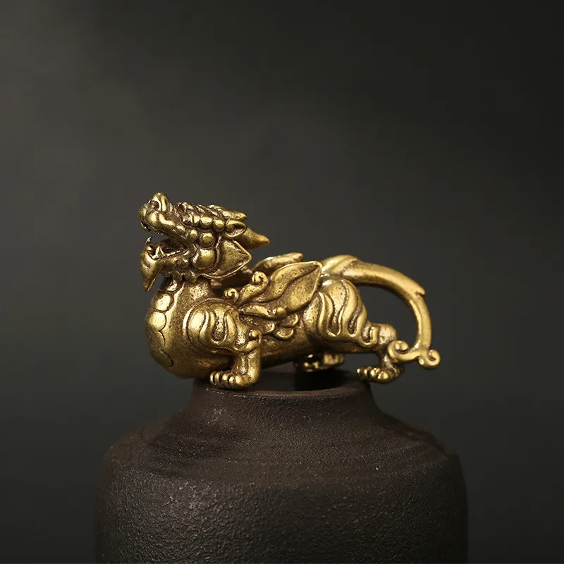 

Ретро латунные фигурки храбрых войск, миниатюры, Домашний Настольный Декор, украшения, офис, богатство, фэн-шуй, подарок, подвеска