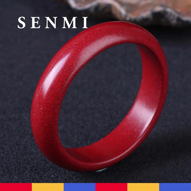 

SEMNI высокое качество, натуральная НЕОБРАБОТАННАЯ руда, женский браслет для девушек с высоким содержанием Cinnabar Heart Sutra ярко-красного цвета