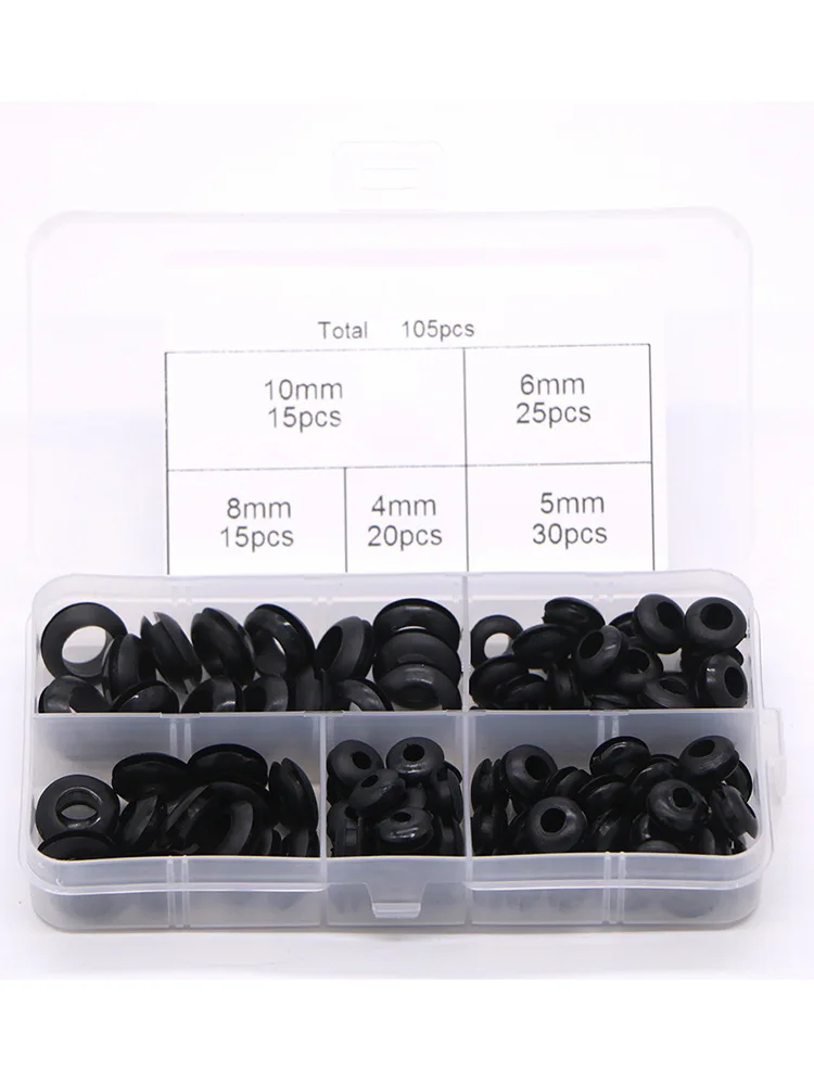 

105Pcs/1Set 5 Sizes Gasket Ring Rubber Grommet Waterproof Protect Wire Sealing Cable Hose Part Tool