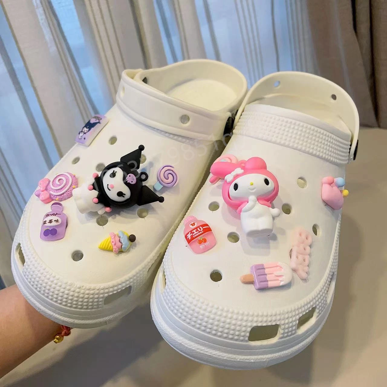 

12pcs Sanrio Accessories Shoe Charms Buckle Anime Kuromi Cinnamoroll Hello Kitty Melody Cartoon DIY Combiation Gift For Crocs